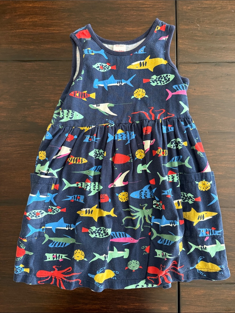 Hanna Andersson Navy Tank Dress with Colorful Sea Creature Print